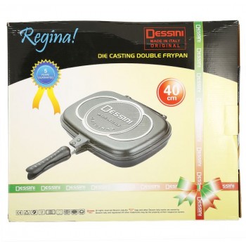 مقلاة المنيوم بتصميم مزدوج من ديسيني 40 سم - لون اسود